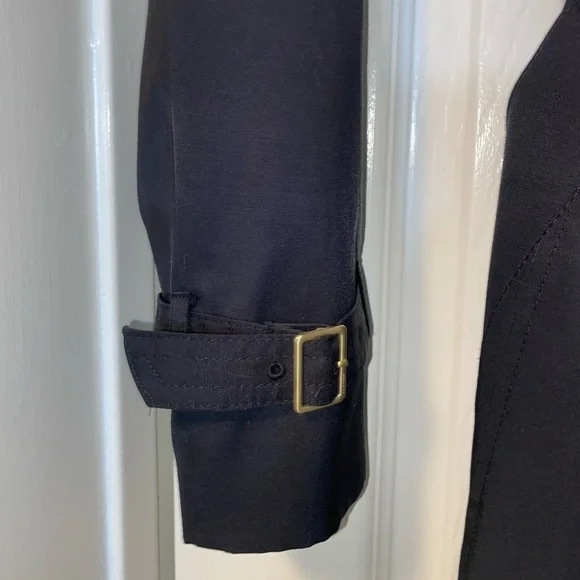 Cole Haan Black Trench Coat with Detachable Hood - Picture 6 of 9